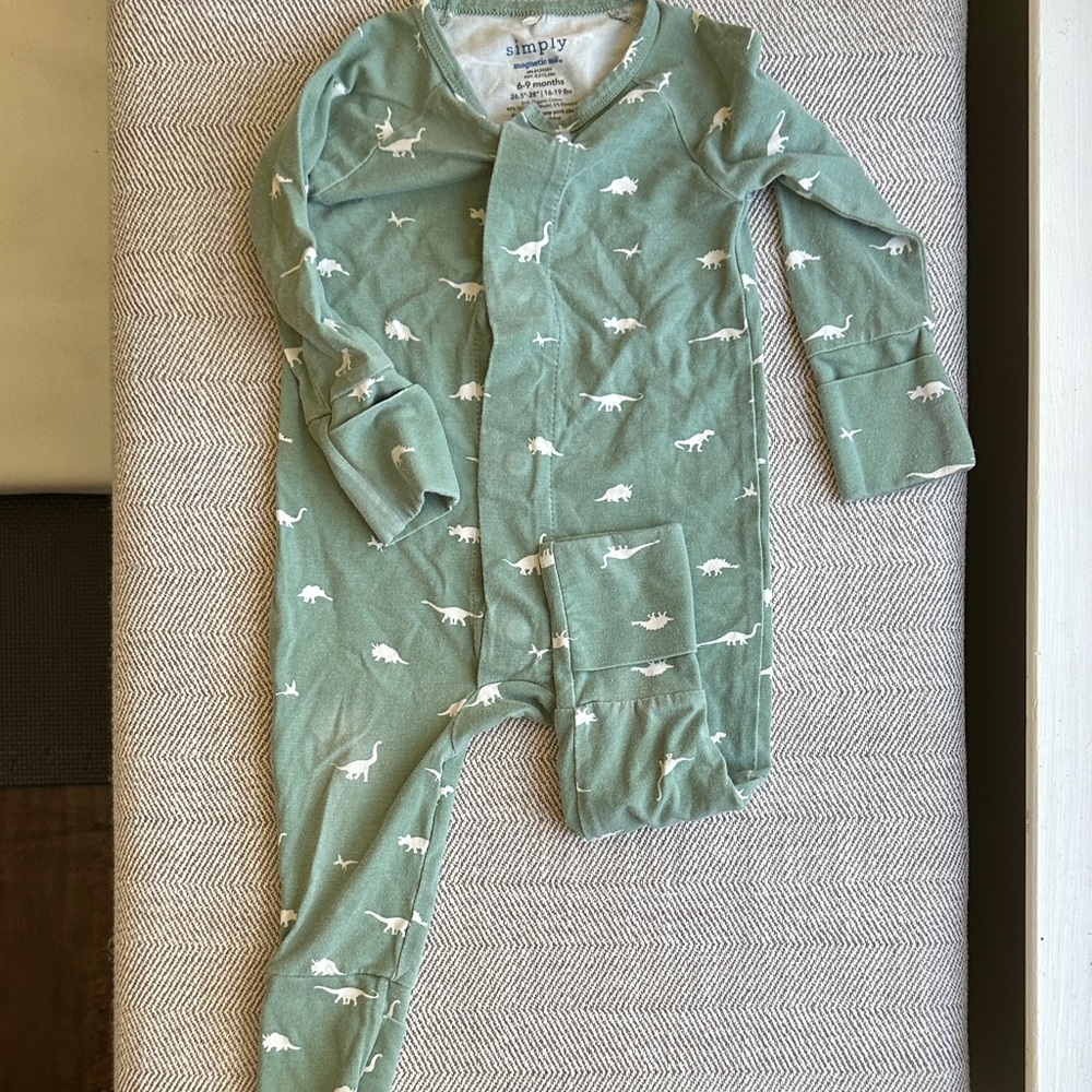 Magnetic Me Green Dinosaur Print Footed Pajama Set